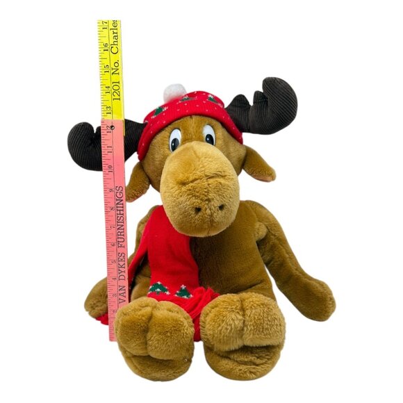 Commonwealth Moostletoe Moose Christmas Plush Stuffed Animal Toy 1986 Scarf Hat - Picture 9 of 9